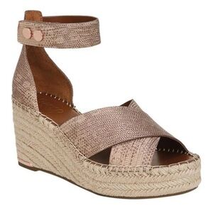 Carma Copper Leather Franco Sarto Ankle Strap Wedge Sandal